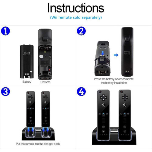 Wii Remote Charger Dock with 2 Batteries and USB Cable 1