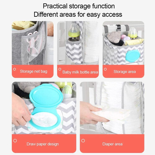 Oxford Cloth Crib Hanging Diaper Organizer 2