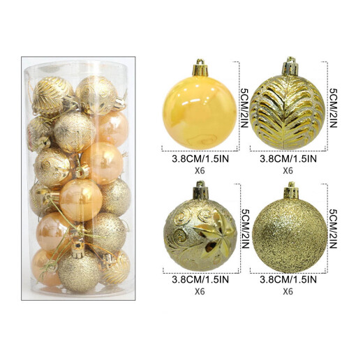 Christmas Ball Ornaments Set Gold Shatterproof 24PCS 1