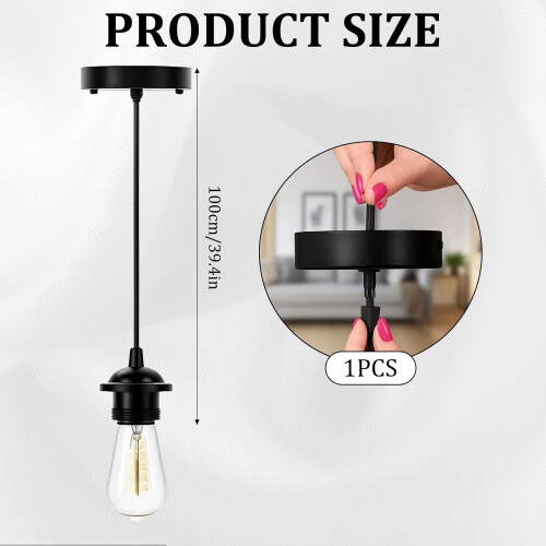 Black Pendant Light Fitting Industrial Style Adjustable 1