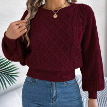 Women's Sweater Casual Cable Knit Crewneck Pullover