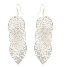 Women's Hollow Leaf Drop Earrings Silver 1 Pair