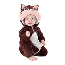 Squirrel Hooded Romper Fleece Bodysuit for Toddlers