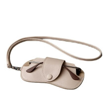 Glasses Case PU Leather Neck Hanging Holder with Lanyard