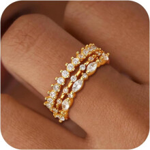 Gold Plated Stackable Rings for Women with Cubic Zirconia