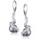 Gray Pearl Dangle Earrings White Gold Plated Leverback 1