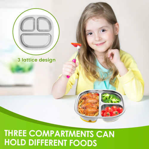 Stainless Steel Kids Plate Divided Design 1 Pack 2