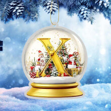 Yellow Crystal Acrylic Christmas Tree Alphabet Ornaments