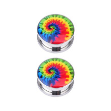 Punk Tie-Dyed Stainless Steel Ear Plugs 10 mm