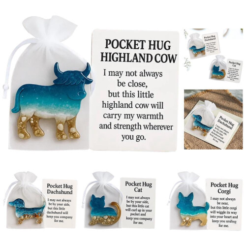 Pocket Hug Dachshund Keychain Handmade Ocean Sand Design 1