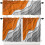 Geometric Kitchen Curtain Set Orange Grey 3-Pc 1