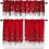 Christmas Kitchen Curtains Snowflake Print Red 3-Piece Set 1
