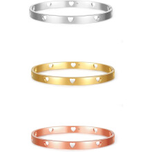 Heart Bangle Bracelet for Girls Gold Silver Rose Gold 316L