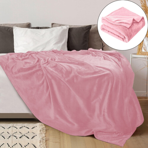 Soft Pink Plush Flannel Blanket 120x200 cm