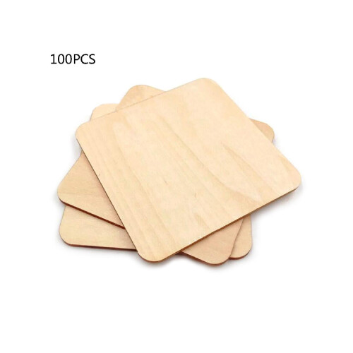 Wooden Blank Plaque Square Tags DIY Craft 100 pcs