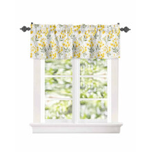Yellow Floral Watercolor Window Valance 42x18 Inch Rod