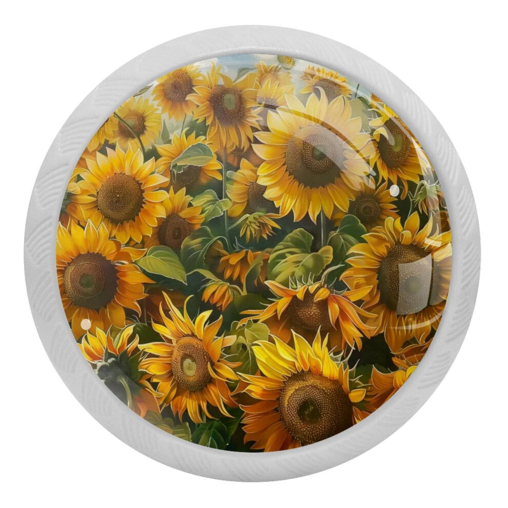 Sunflower Crystal Glass Cabinet Knobs Glow-In-The-Dark 4 Pcs 9027700824294