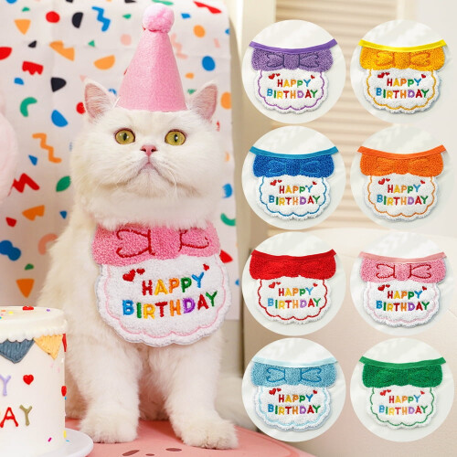 Ensemble bandana, écharpe et bonnet pour anniversaire de chat ou de chien