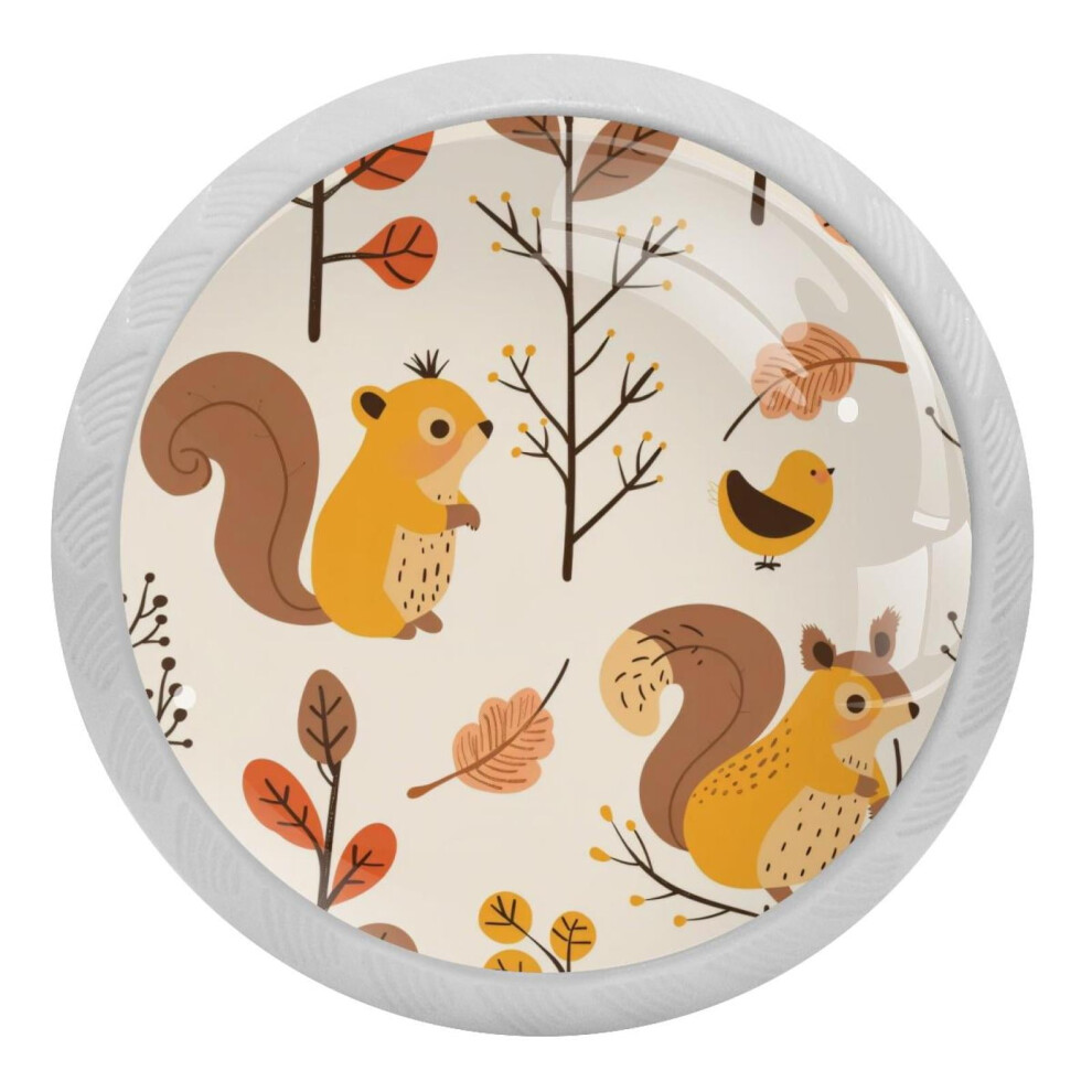 Squirrel Bird Forest Cabinet Knobs Glow-In-Dark 4Pcs 9027700825246