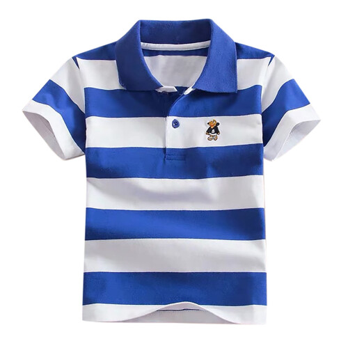 Boys Striped Oversized Rugby Shirt Short Sleeve Button-Down 2