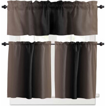Ombre Kitchen Curtains Set Brown Black Rod Pocket Tier 36
