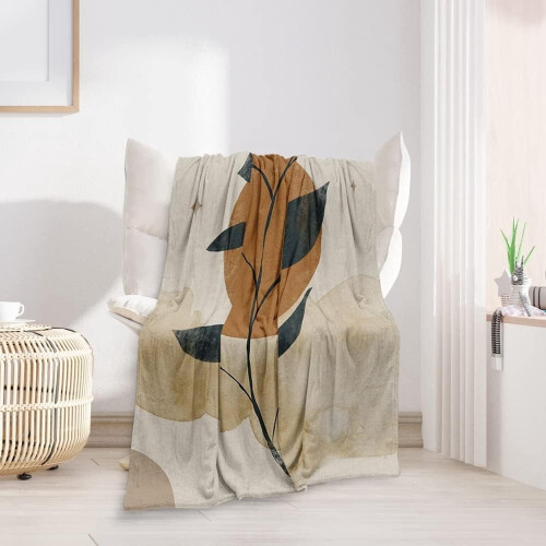 Boho Throw Blanket Orange Beige 50x60 inches
