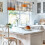 Kitchen Curtains Set Orange Grey Abstract 3-Piece 4