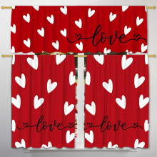 Valentine's Day Kitchen Curtains Set Farmhouse Red Love