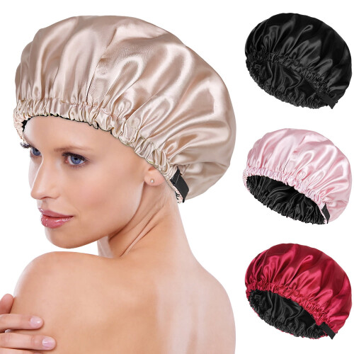Silk Bonnet Adjustable Double-Layer for Sleeping 1pc 2
