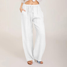 Women's Linen Wide Leg Palazzo Pants with Pockets
