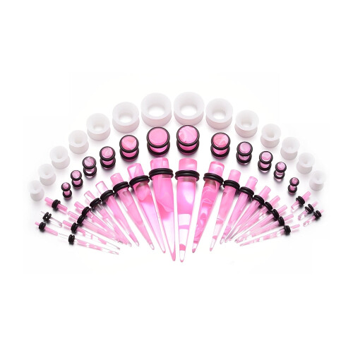 Ear Stretching Kit Acrylic Tapers and Plugs 50 Pieces