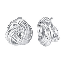 Silver Knot Clip-On Earrings White Gold Plated