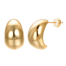 Chunky Huggie Earrings 925 Sterling Silver Yellow Gold