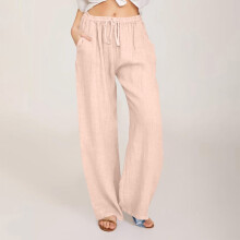 Women's Linen Wide Leg Palazzo Pants Casual Summer Travel