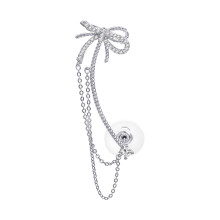 Crystal Tassel Ear Cuff White Gold Plated Vintage CZ