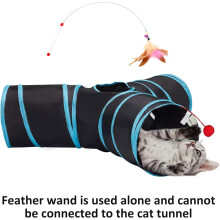 3-Way Cat Tunnel Black Collapsible 31.5"L x 21.6"W x 9.8"H