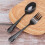 Black spoons and forks set heavy duty 8 pcs 8