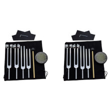 8x Tuning Forks for Healing Set 128Hz, 136Hz, 256Hz, 384Hz & Hockey Puck Activator for Healing,Sound Therapy,Keep Body