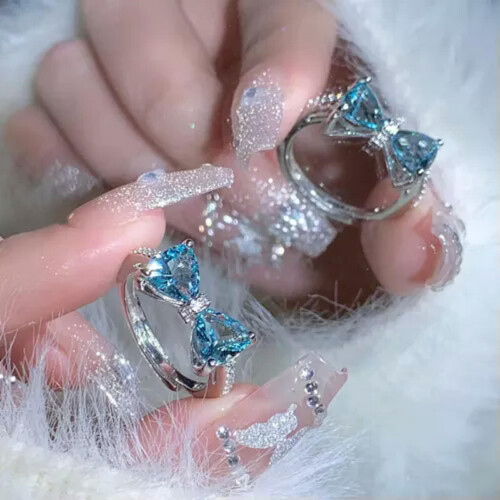 Romantic Bowknot Ring Adjustable Shiny Delicate Jewelry 1