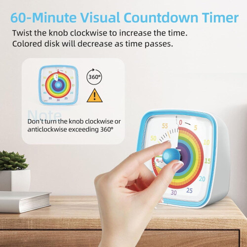 60-Min Visual Timer with Night Light Rainbow Blue 1