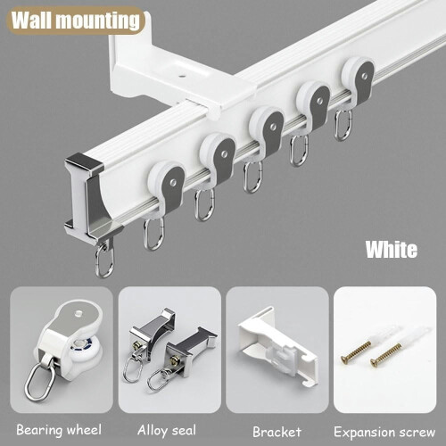 Plafondgordijnrail van aluminiumlegering, 90 cm, wit 1