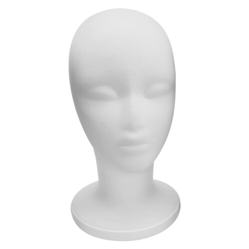 Foam Wig Stand Female Tall White Model Head 1