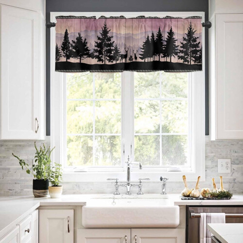 Farmhouse Kitchen Curtains with Valances Forest Elk Design 2