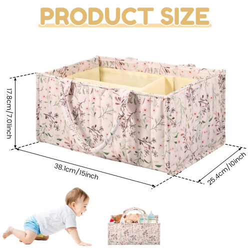 Floral Diaper Caddy Organizer Basket for Nursery 1