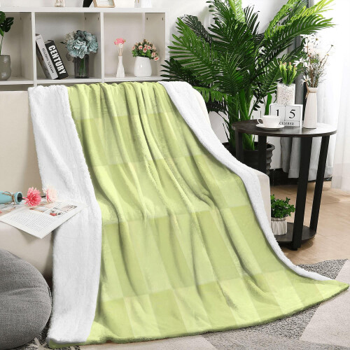 Sage Green Checkered Throw Blanket 50x60in 1