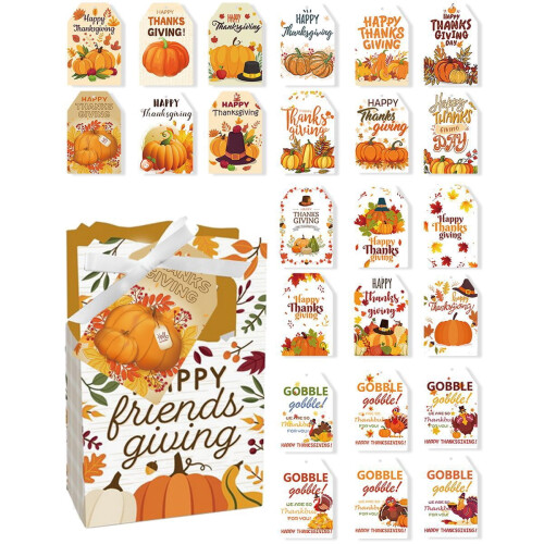 Thanksgiving Gift Tags Pumpkin Maple Theme 60 Pcs 1