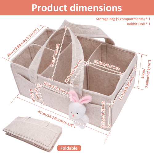 Baby Diaper Caddy Nursery Storage Bin with Wipes Organizer 1