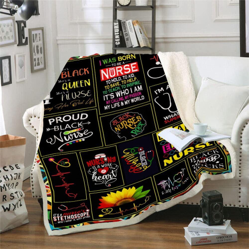 Black Nurses Week Sherpa Throw Blanket for RNs 1