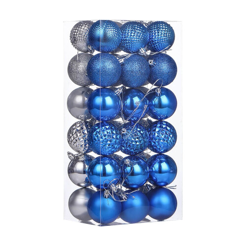 Christmas Ball Set Electroplated Silver Blue 36 pcs 1