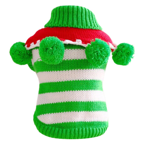 Christmas Striped Cat Sweater Soft Warm High-Stretch 1